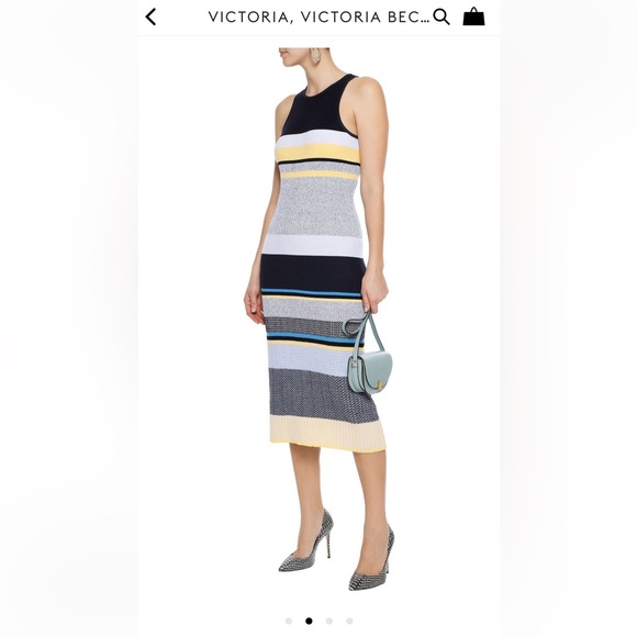 Victoria Victoria Beckham striped rib-knit midi dress. Size 4 - Picture 2 of 5